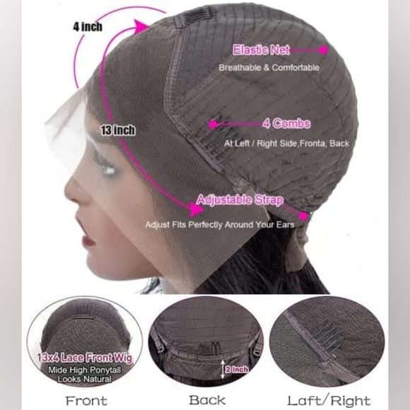 Straight 20 inches Hair 100% Human Hair Wig 13x4 HD Lace Front 150% Density - Picture 4 of 4